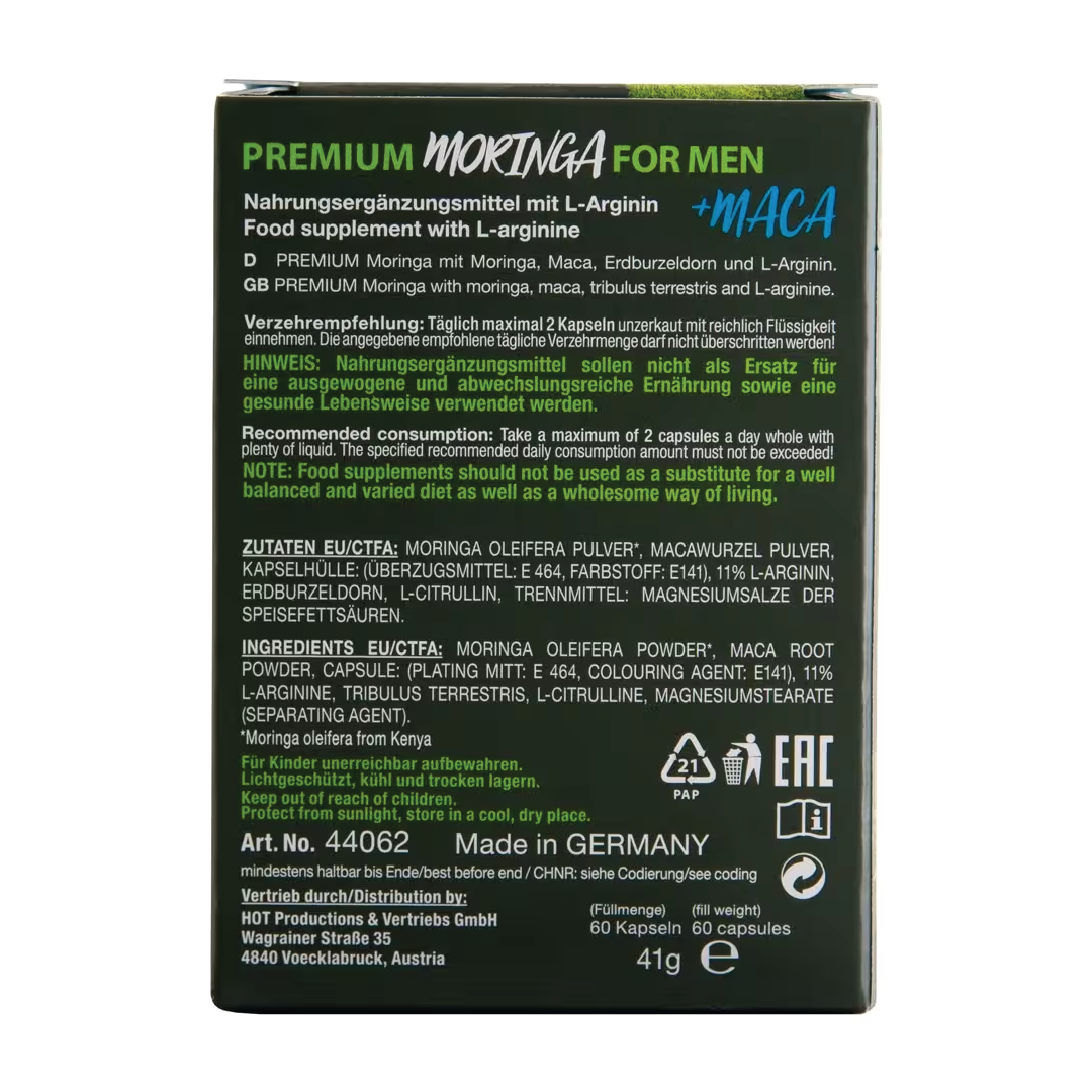 Pure Moringa + Maca Man Power maisto papildas vyrams