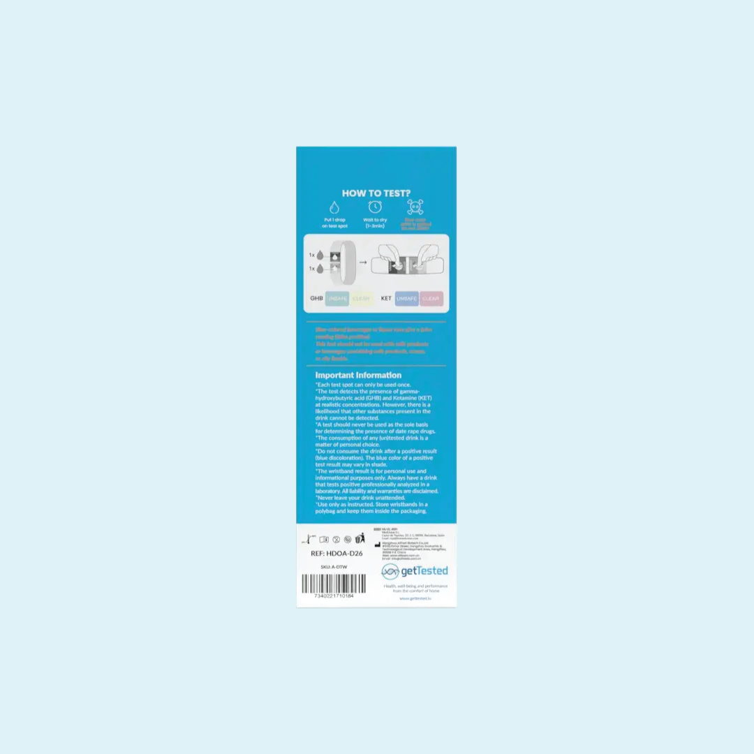 GetTested gėrimo testavimo apyrankė