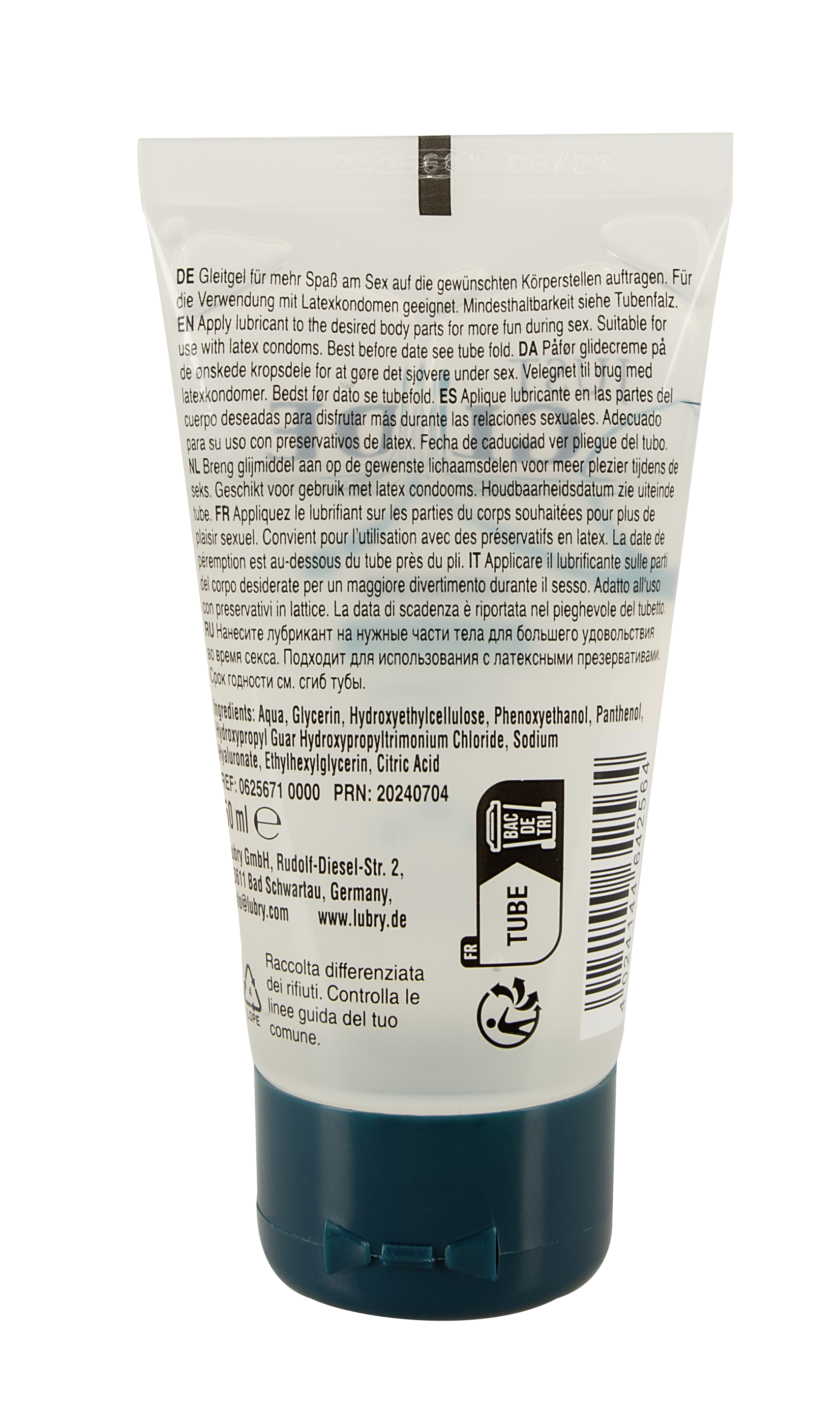 Vandens pagrindo lubrikantas JUST GLIDE Premium Hyaluron + Panthenol (50 ml)